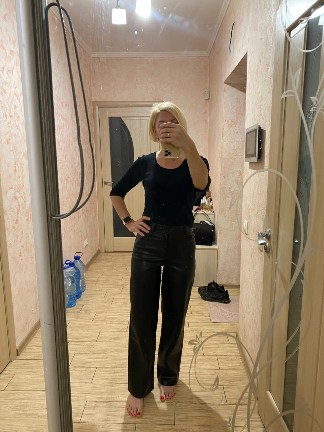 Customer photo review of Giselle High Waisted Leather Pants