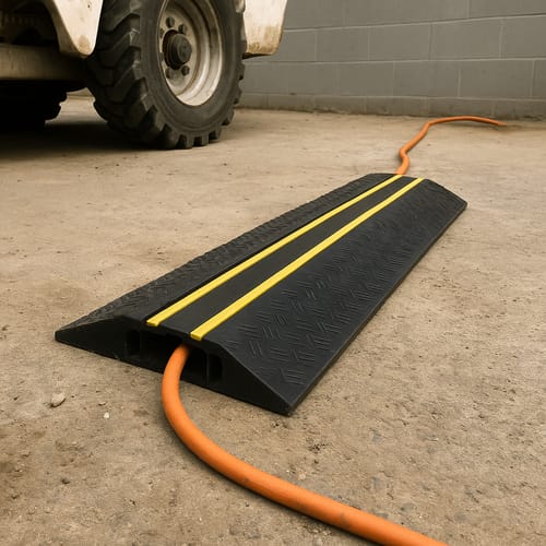 Customer photo review of External Budget Rubber Cable Protector – High-Grade, Cut-to-Size, Easy Cable Access, Black, Durable for All Vehicular Traffic