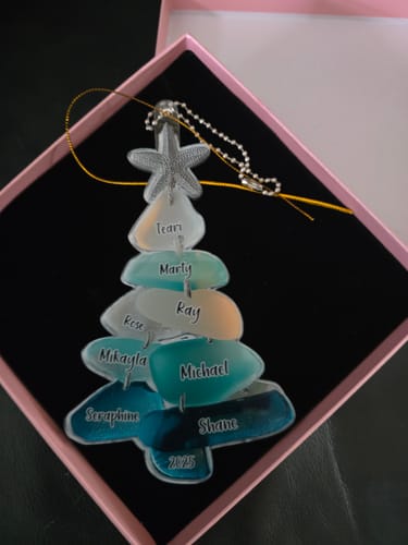 Customer photo review of Family Sea Glass Christmas Tree - Personalized Family Ornament