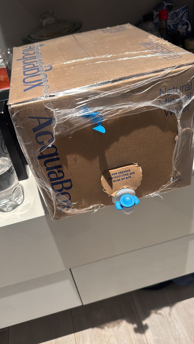 Customer photo review of AcquaBox 10L Mineral Water Bag-in-Box with Tap By Mountain Falls