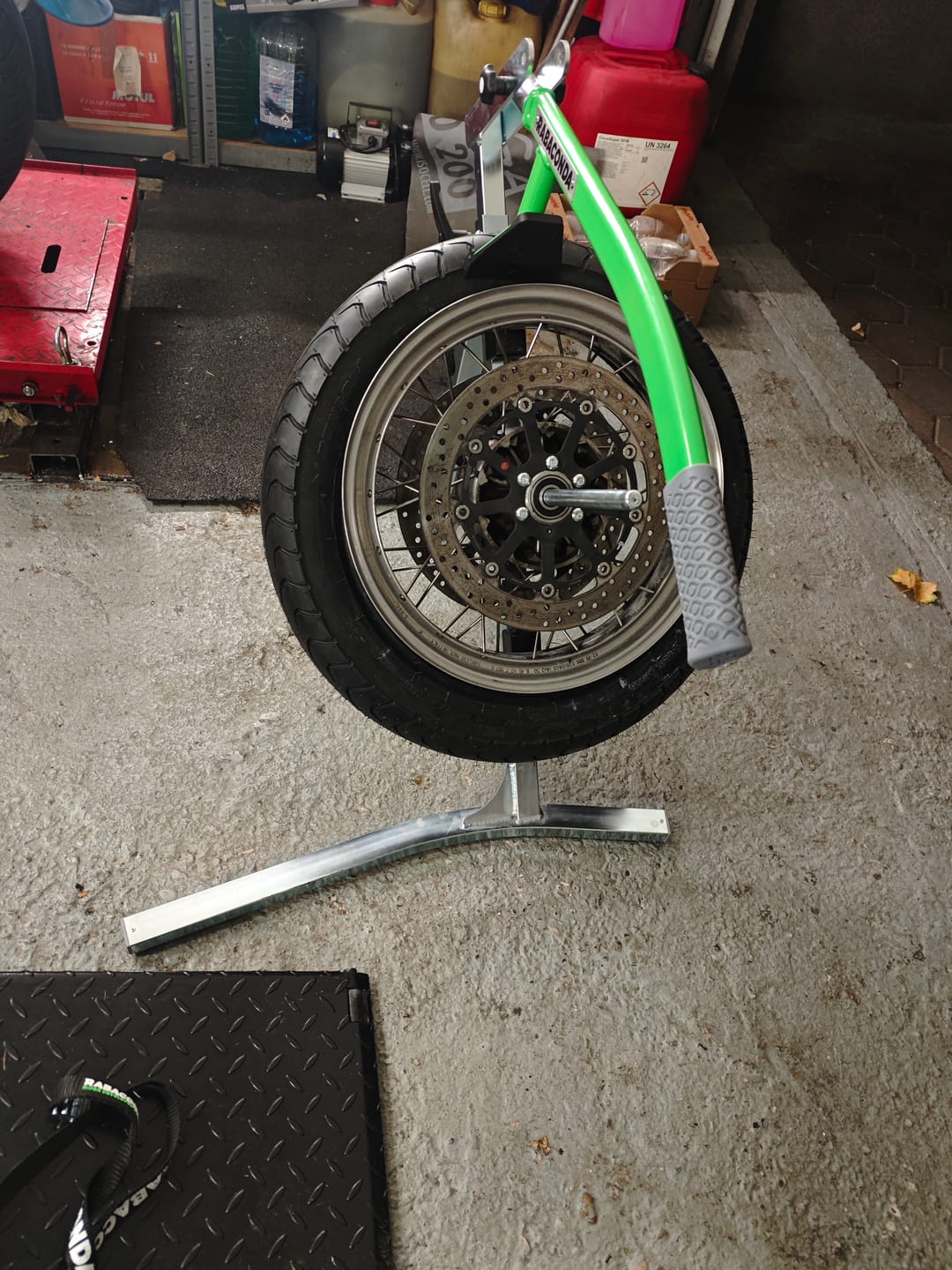 Customer photo review of Street Bike Tire Changer