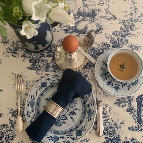Customer photo review of Navy Linen Napkins Set of 2