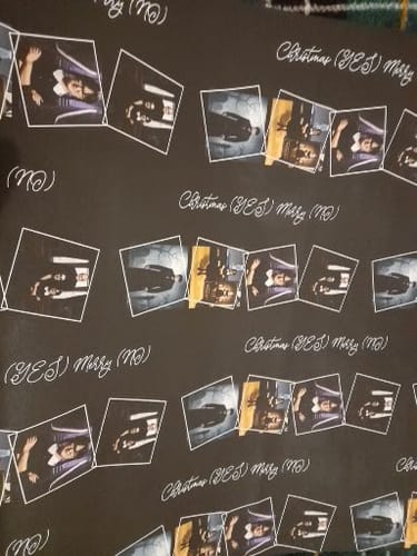 Customer photo review of Personalised 4 Photo Couple Name Wrapping Paper