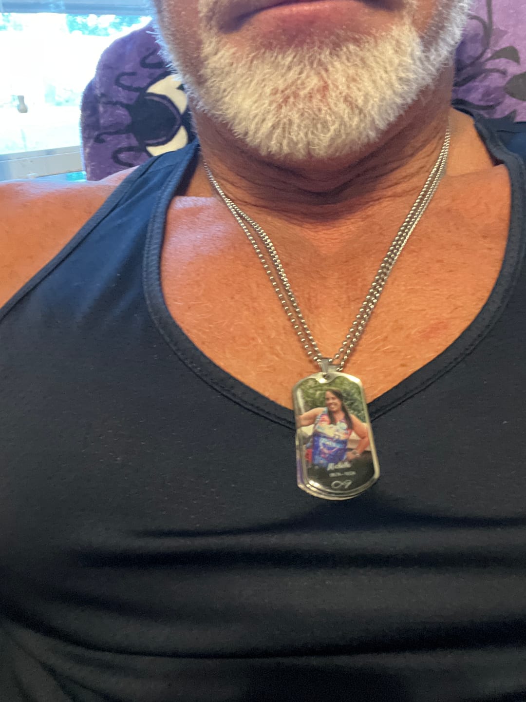 Customer photo review of Custom Name Photo Dog Tag Memorial Necklace