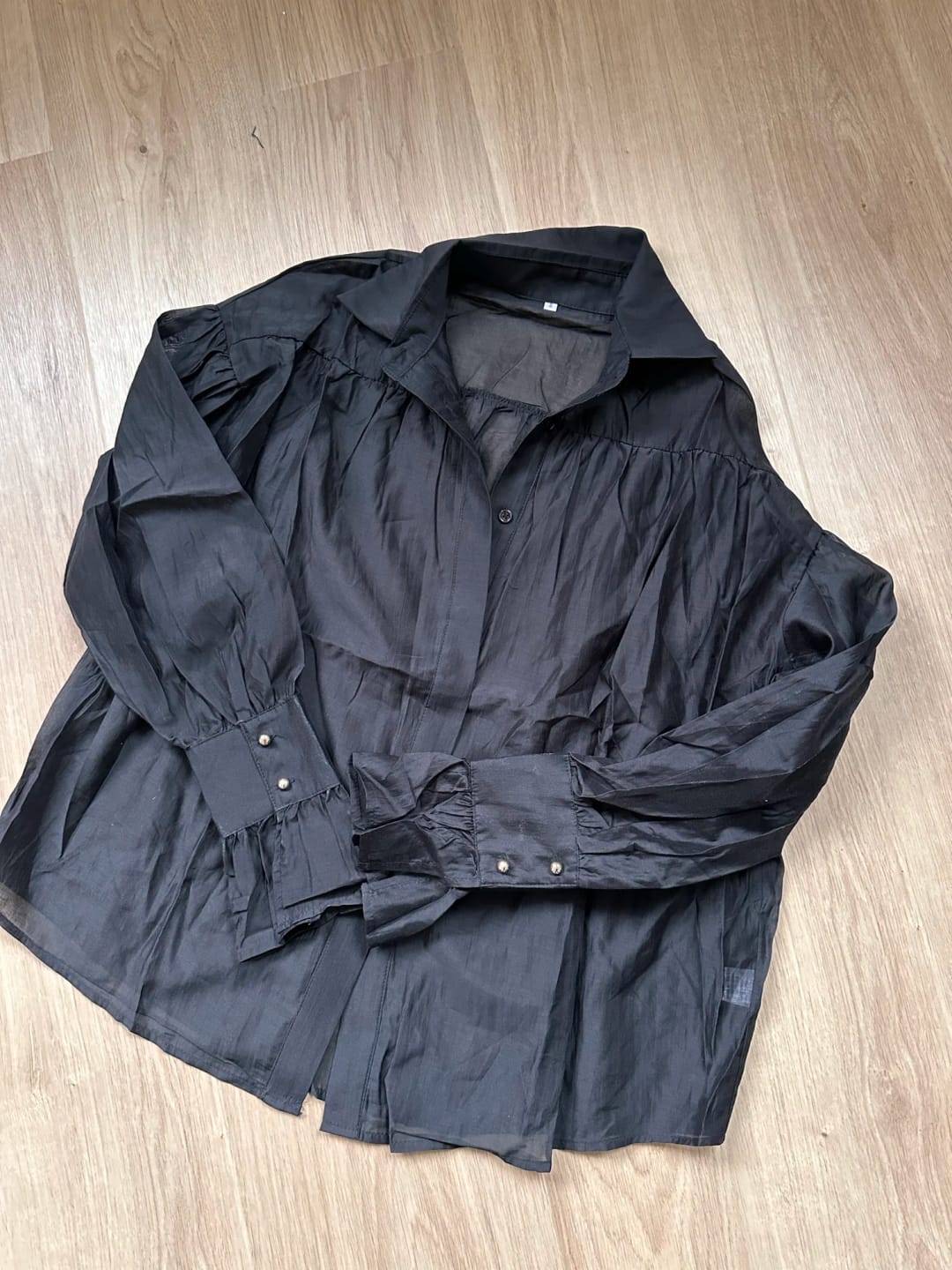 Customer photo review of Brielle Button Down Sheer Blouse