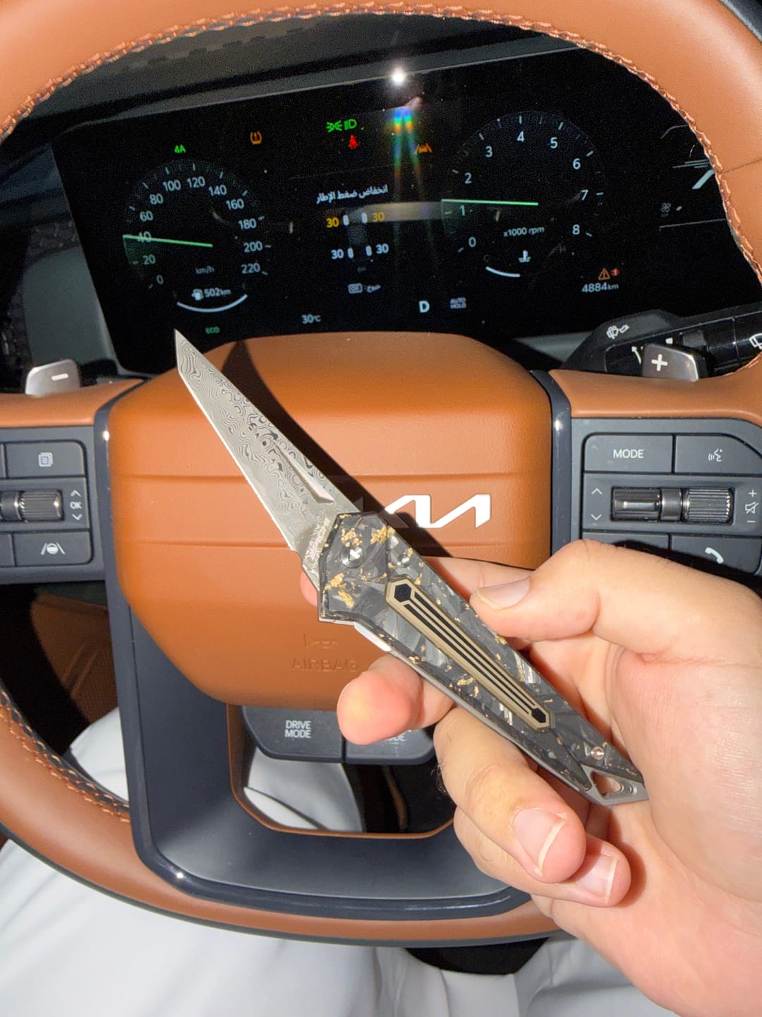 Customer photo review of Damascus KAMETA - Gold Foil CF Scales