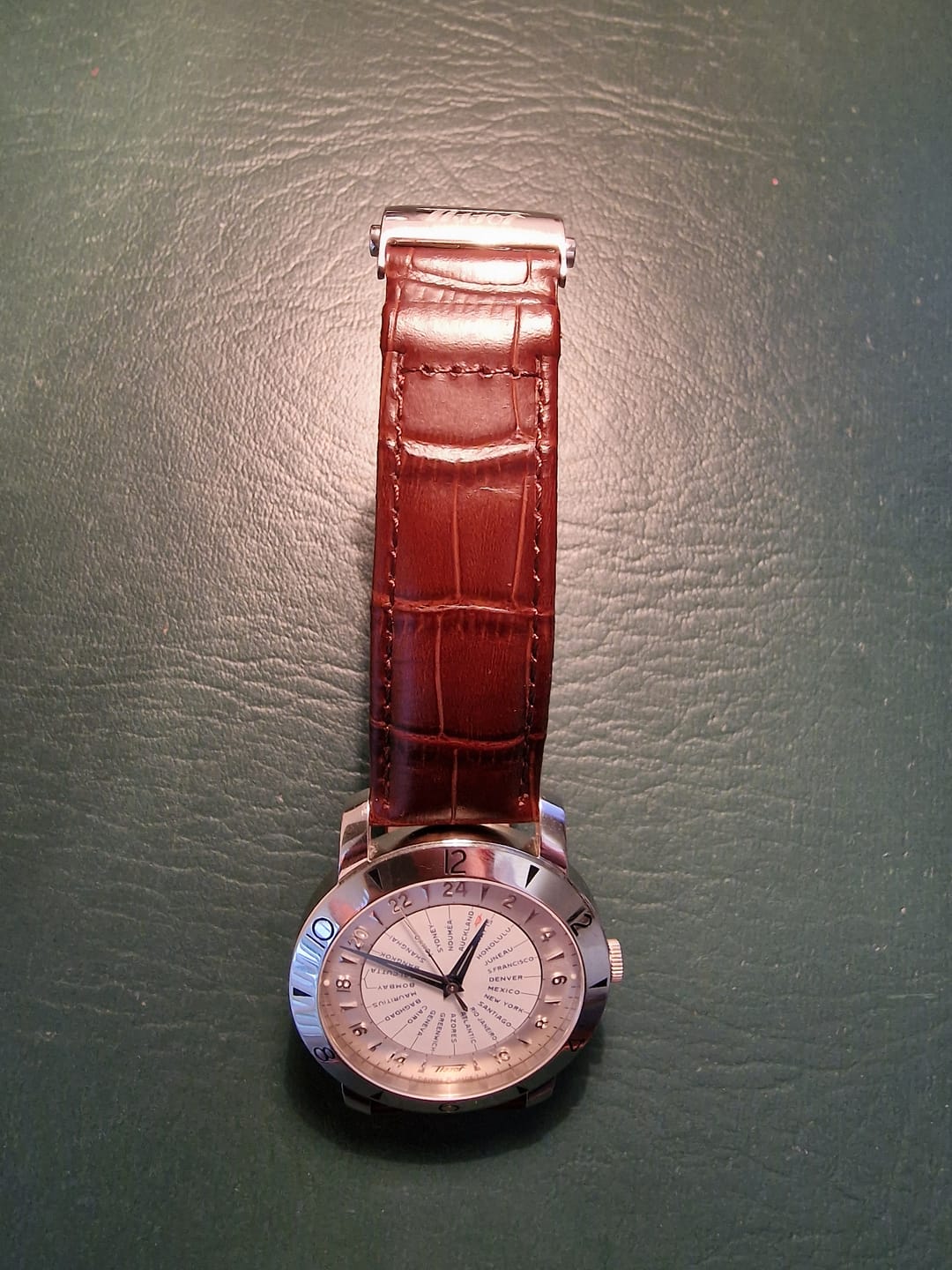 Customer photo review of Genuine Leather Calfskin Premium Watch Strap with Stainless Steel Deployant Butterfly Clasp