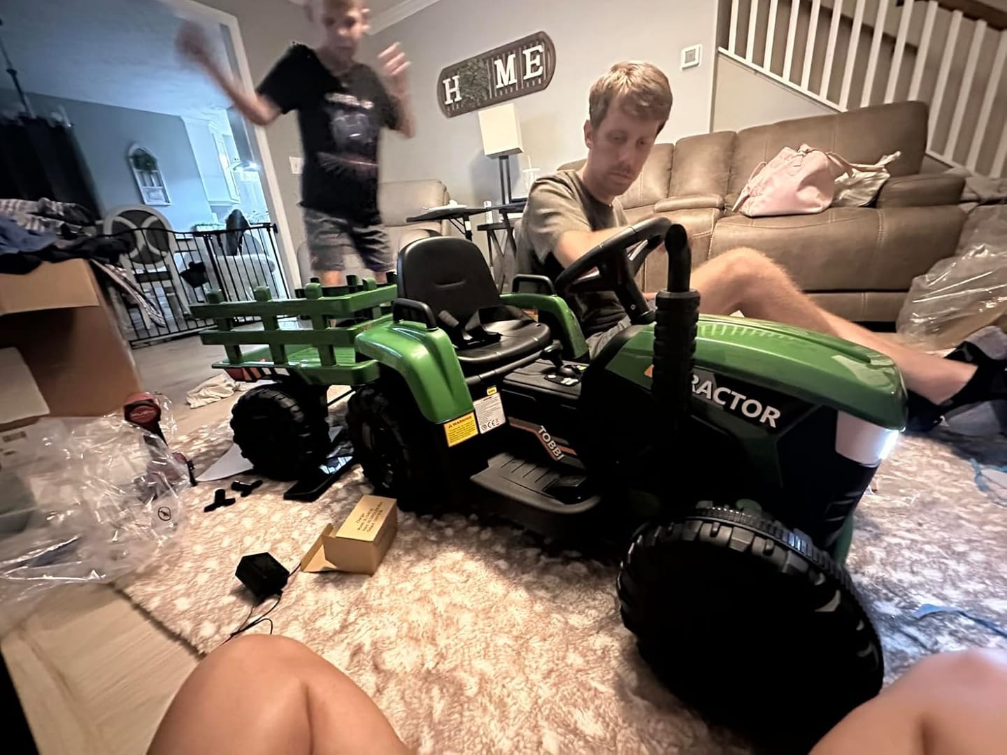 Customer photo review of TOBBI 12V Electric Kids Ride-On Tractor with Trailer