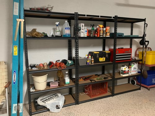 Customer photo review of Reibii 5-Tier Storage Shelving Units, 2020 lbs Adjustable Steel Garage Shelving Racks for Bedroom Kitchen Closet
