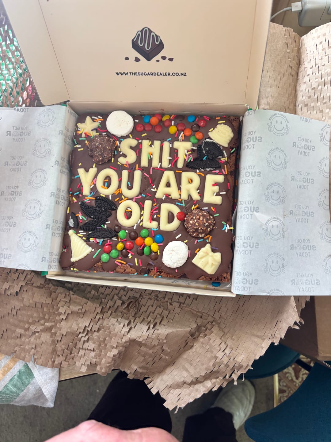 Customer photo review of Custom message birthday brownie
