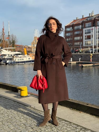 Customer photo review of LILY Platinum Wool Double-Face Long Coat