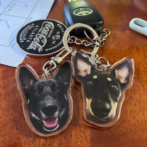 Customer photo review of Acrylic Pet Photo Keychain