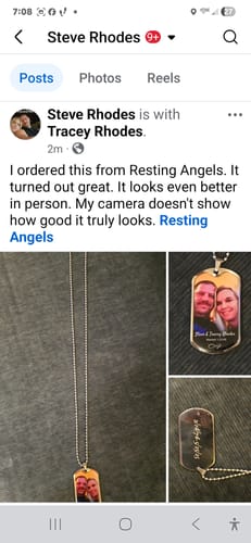 Customer photo review of Custom Name Photo Dog Tag Memorial Necklace