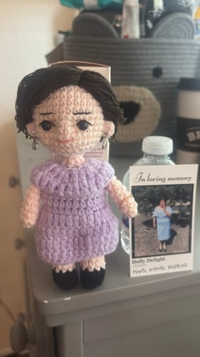 Customer photo review of Dolly® Personalized Crochet Doll with Photo Card