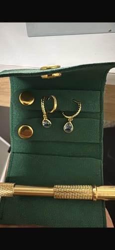 Customer photo review of Willow Twisted Huggies Aquamarine/Gold