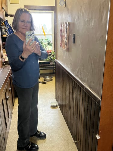 Customer photo review of Emerson Straight Leg Pants - Cinder Melange