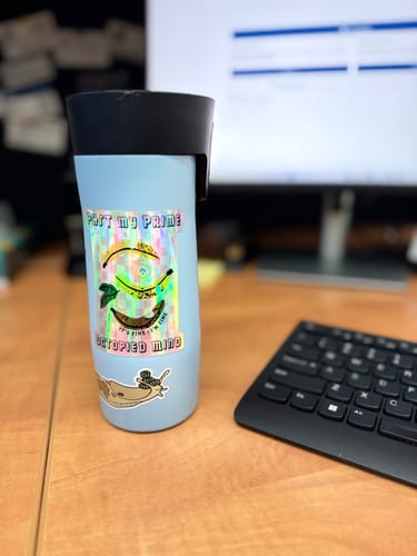 Customer photo review of Past My Prime Holographic Sticker