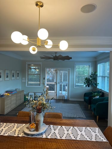Customer photo review of Brass Opal Glass Globe Tier Sputnik Chandelier