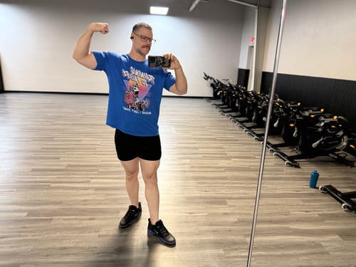 Customer photo review of Lift Weights, Pet Dogs T-Shirt