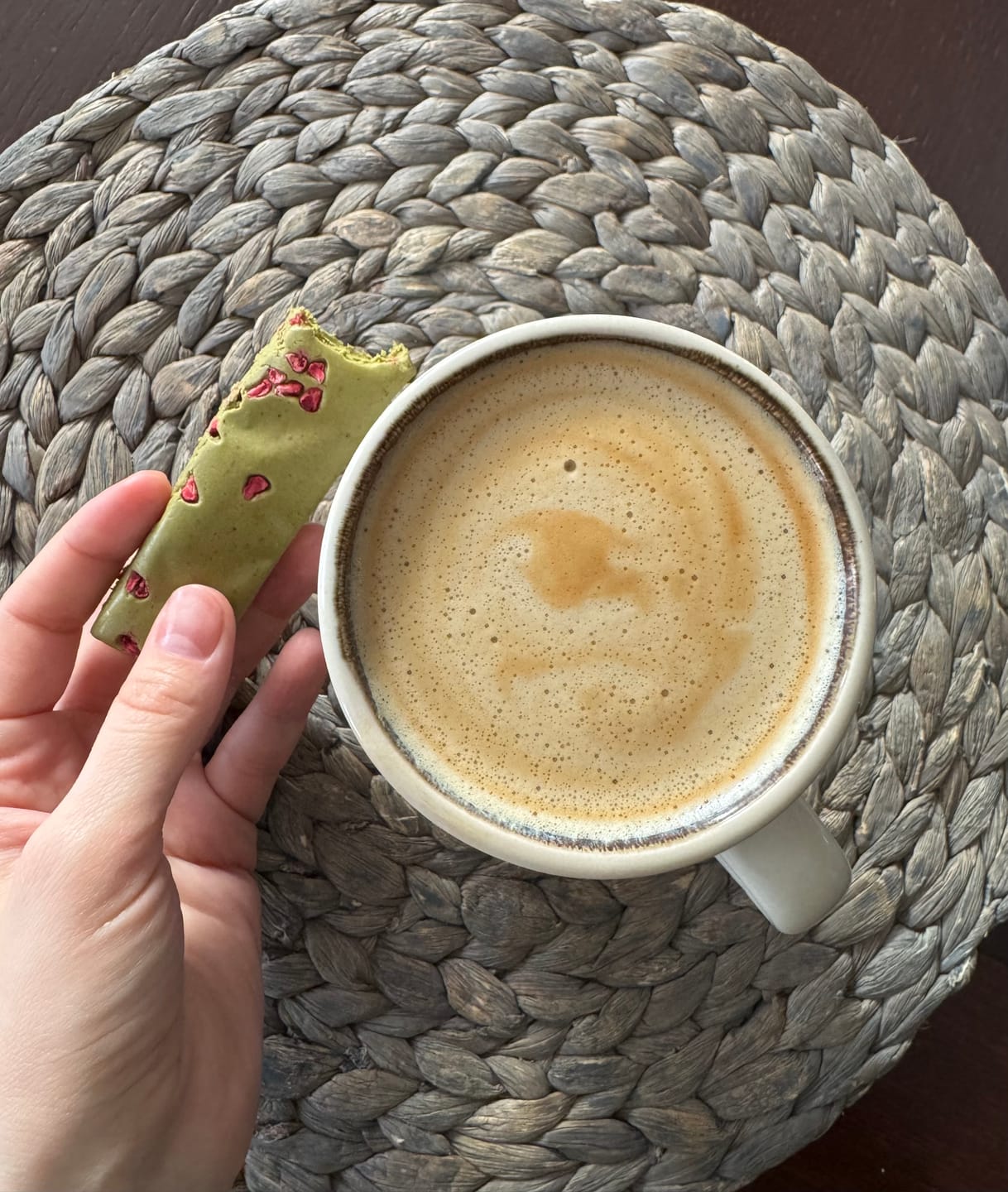 Customer photo review of Matcha + Raspberry