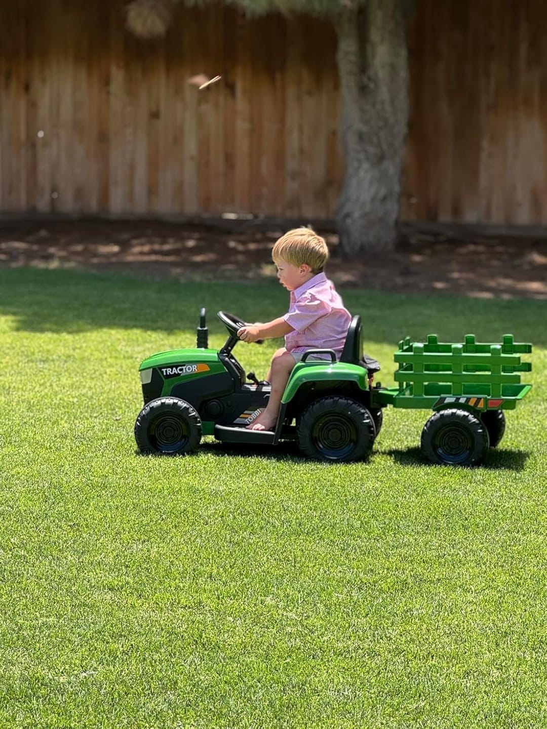 Customer photo review of TOBBI 12V Electric Kids Ride-On Tractor with Trailer