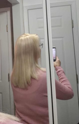 Customer photo review of 3*5inch Hair Topper For Women Remy Hair Highlight Blonde (#18P613)