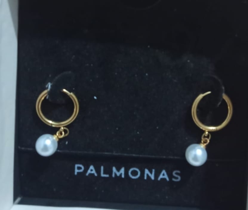 Customer photo review of Pearl Orbit Earrings