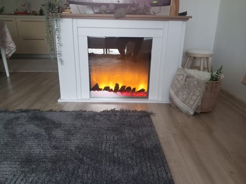 Customer photo review of Rani AH102 Elektrikli Dekoratif Yapay Şömine Tv Ünitesi Kumandalı Şömine Beyaz - Sepet Ceviz