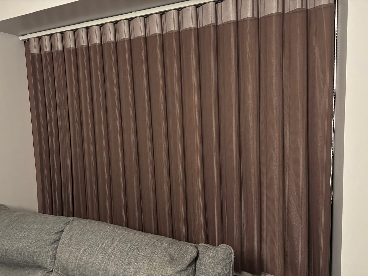 Customer photo review of Stripe Morel Day & Night Vertical Sheer 40cm