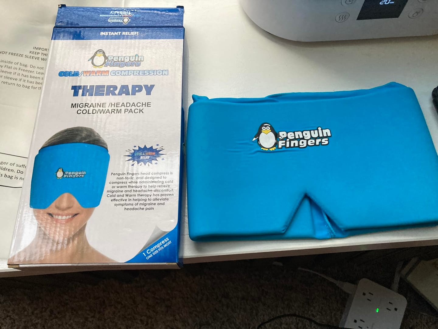 Customer photo review of Pengiun Fingers Cold Migraine Therapy Weighted Head Cap