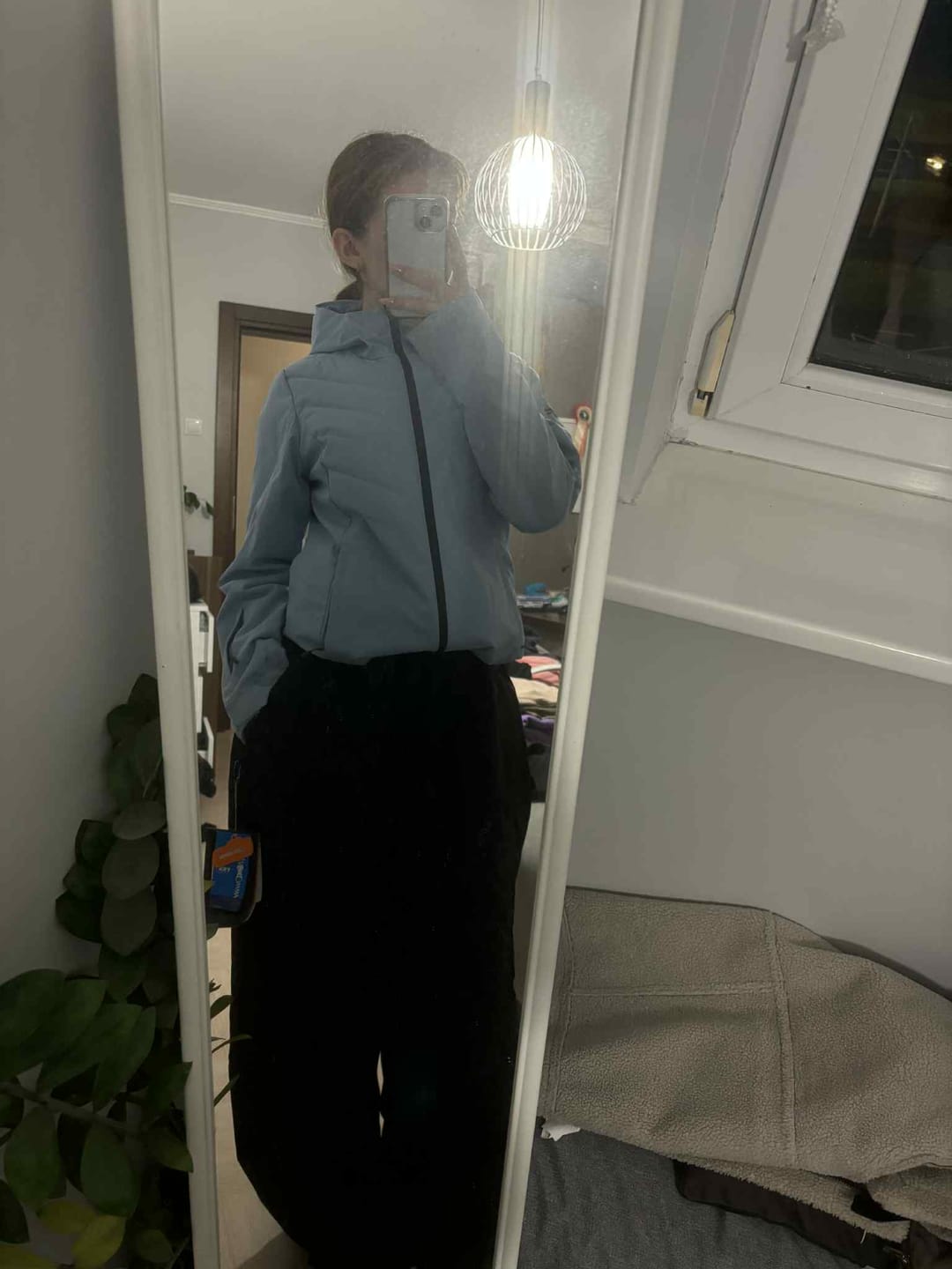 Customer photo review of Women's Black Baggy Drawstring Durable Snow Pants