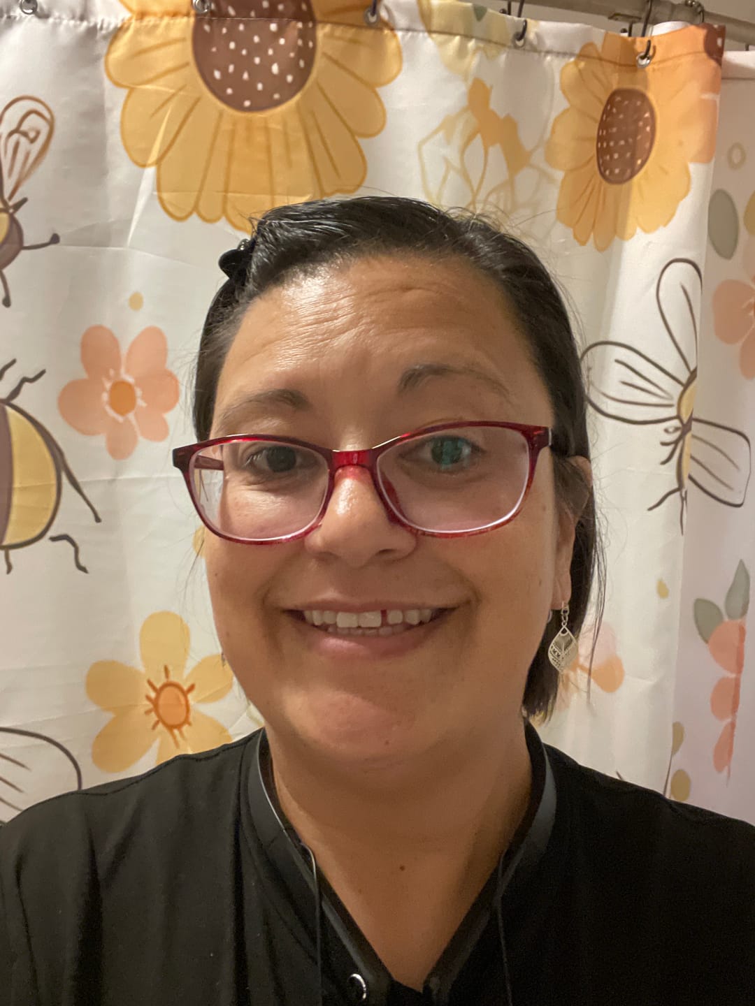 Customer photo review of Small Peacock Dangles Hypoallergenic Earrings for Sensitive Ears Made with Plastic Posts