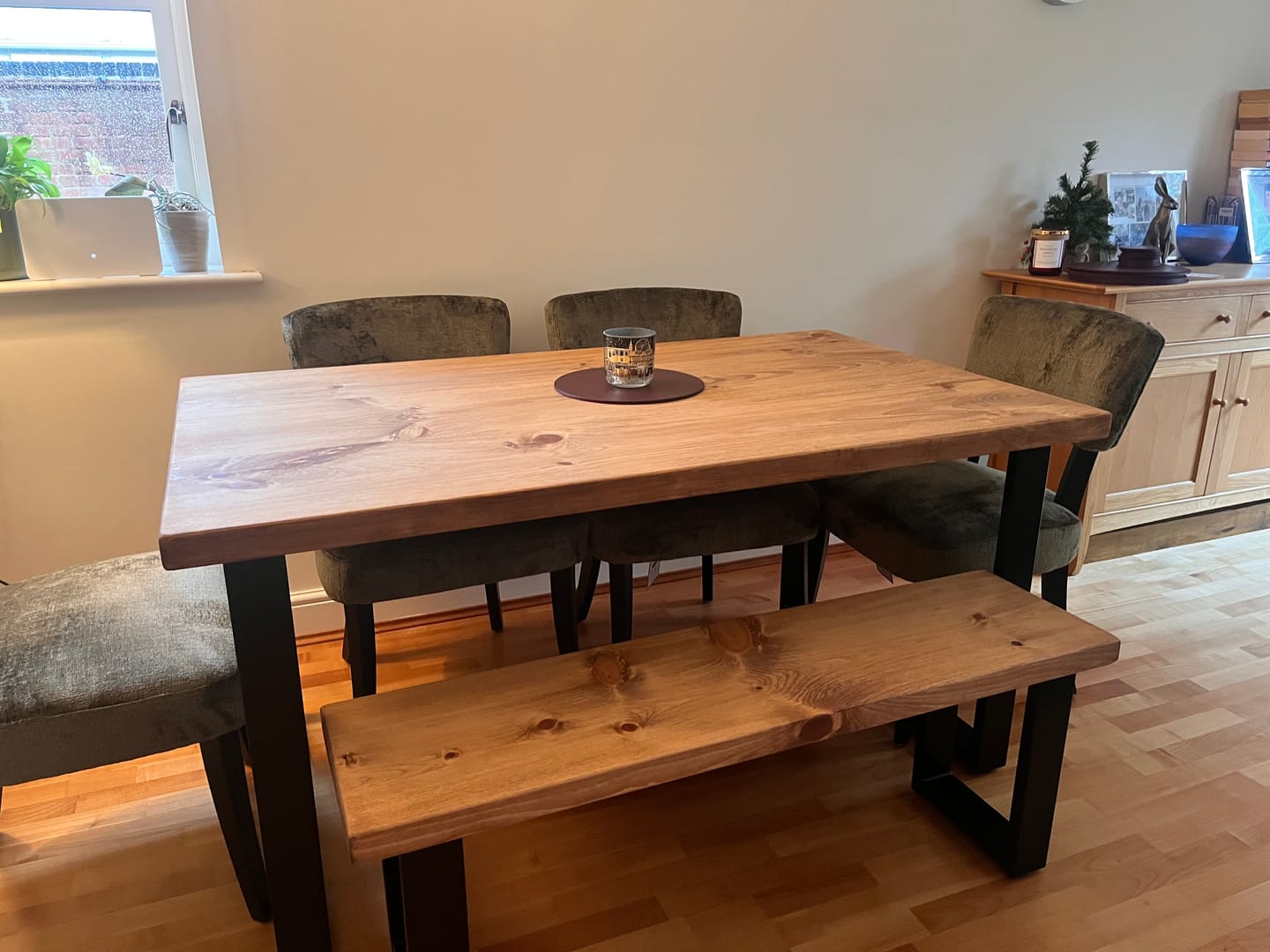Customer photo review of Industrial Dining Table with Square Frame Leg