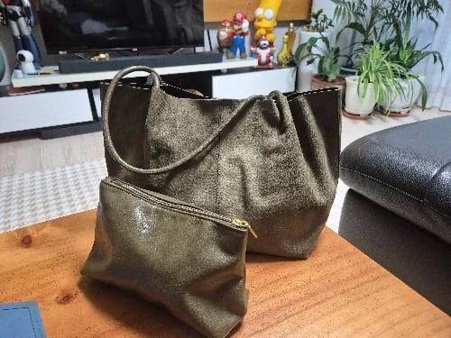 Customer photo review of Cheska Suede Tote Bag with Pouch