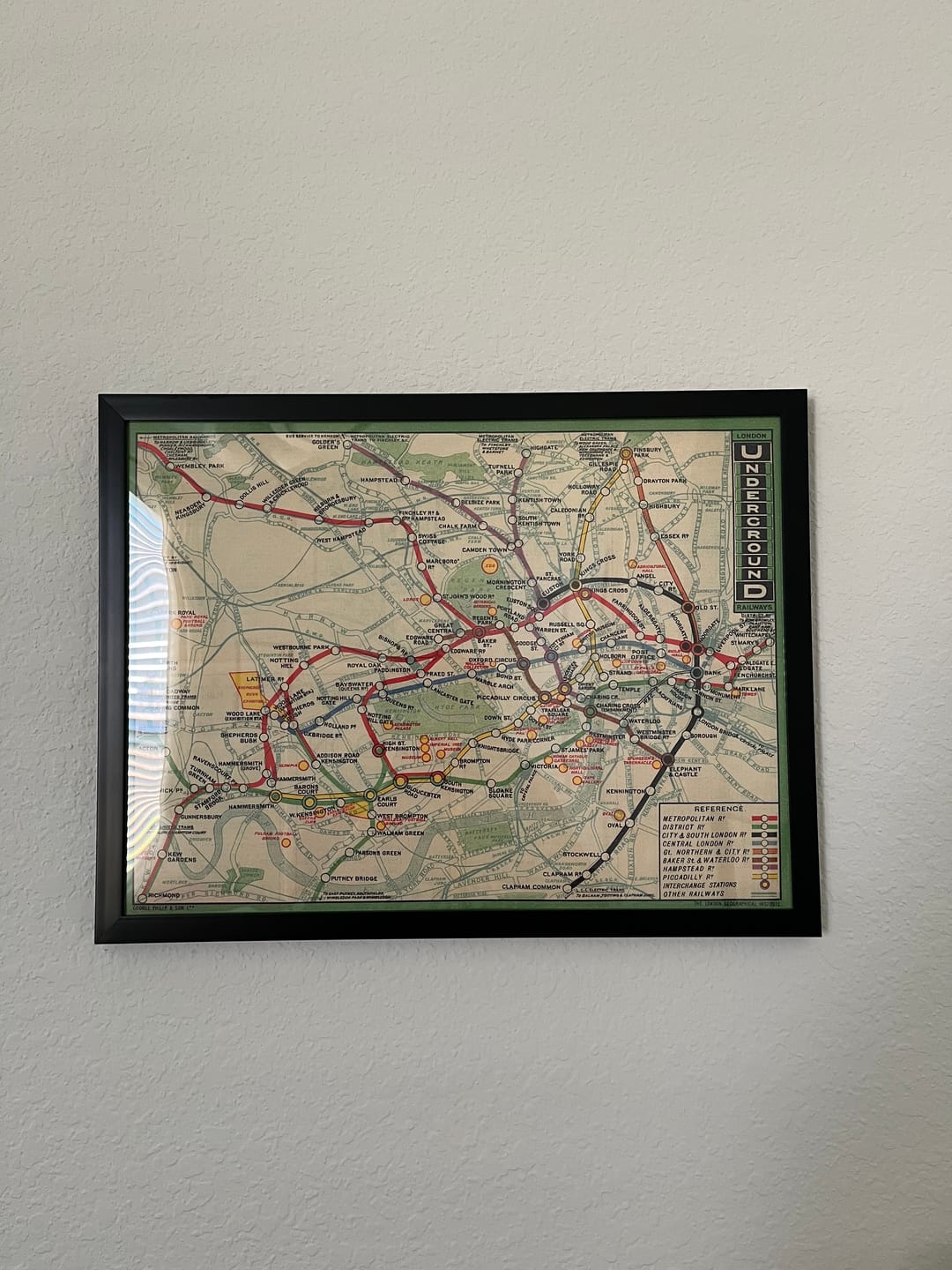 Customer photo review of Rare Old London Underground Tube Map, 1912 - Oxford Circus, Piccadilly, Bank, Central Line