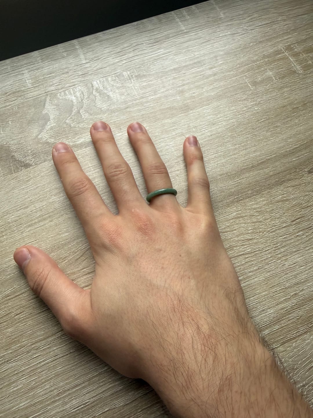 Customer photo review of Buddha Stones Natural Jade Prosperity Abundance Ring