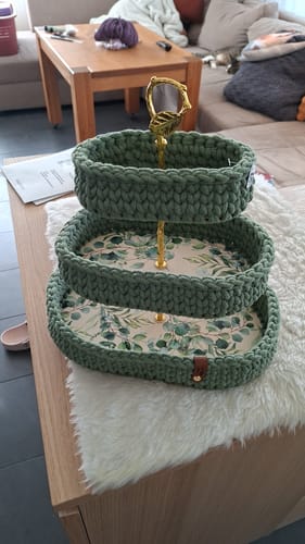 Customer photo review of Label-Set "Mit Liebe gehäkelt" - Kunstleder Label für Häkelkörbe, Label aus Kunstleder - CS0049