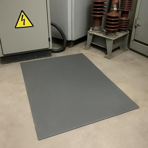 Customer photo review of Fine Ribbed Grey EPDM Rubber Matting – IEC61111-2009 Class 3, 26,500V Working