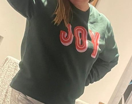 Customer photo review of JOY Christmas Sweatshirt