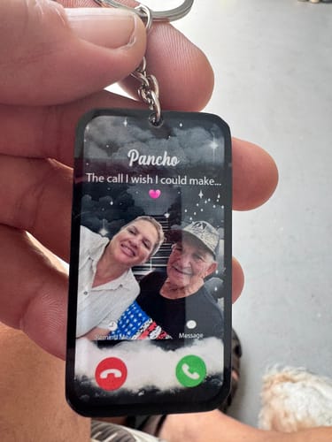 Customer photo review of The Call I Wish I Could Take Memorial Sympathy Gift Remembrance Keepsake Photo Personalized Acrylic Keychain