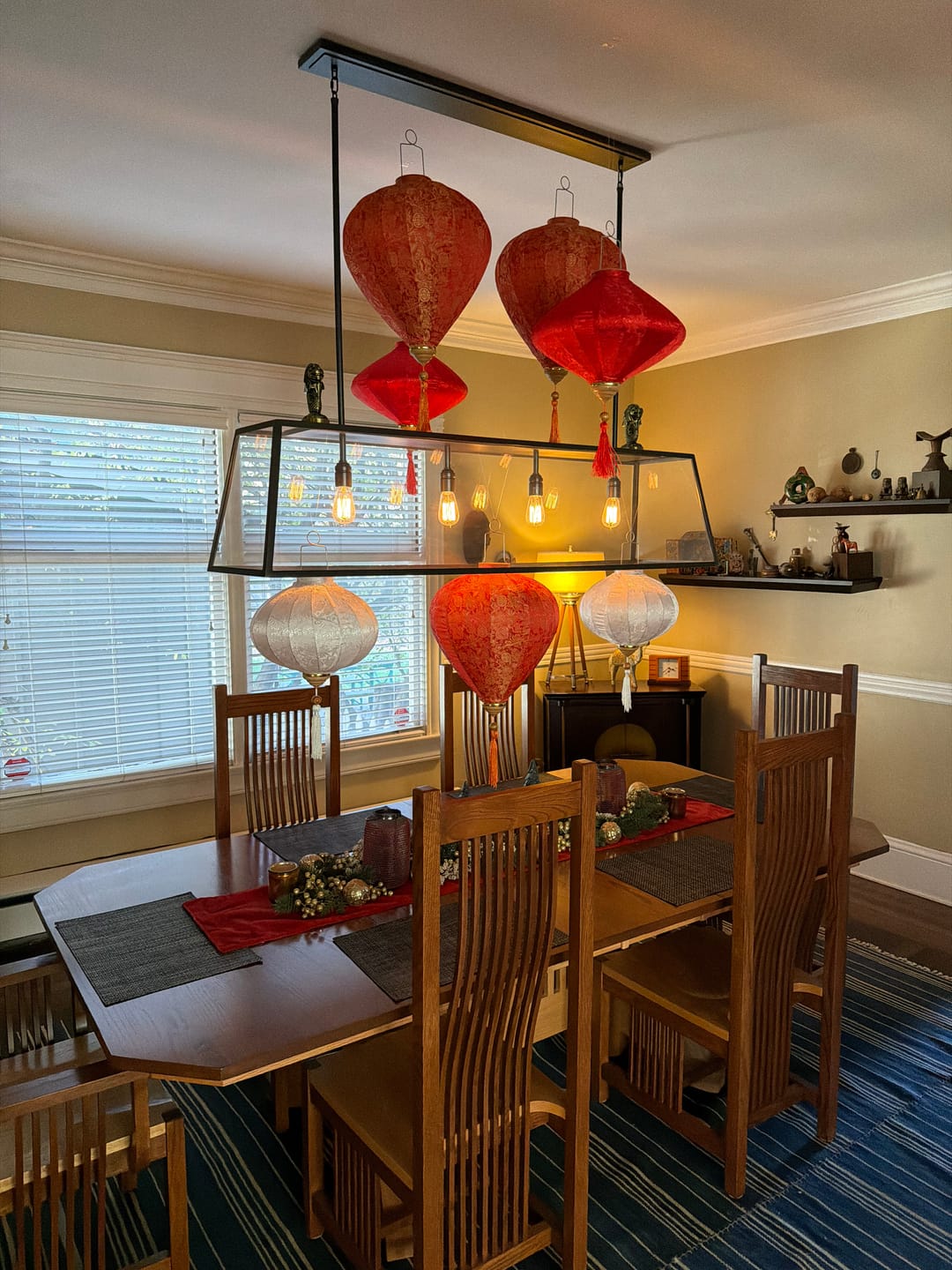 Customer photo review of Medium Red / Orange Vietnamese Silk Lantern, Garlic Umbrella Shaped