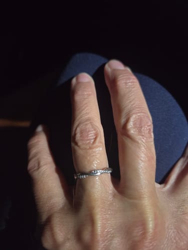 Customer photo review of Louily Twist Eternity Wedding Band for Women In Sterling Silver