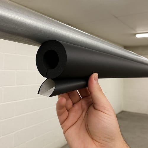 Customer photo review of Pipe Insulation Lagging Nitrile Foam Class O Self Seal Black 76mm x 19mm