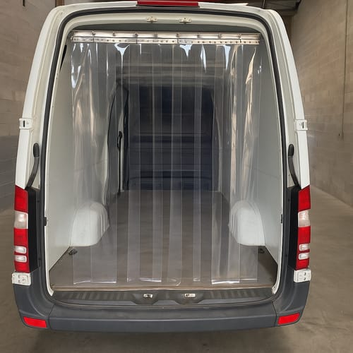 Customer photo review of Refrigerated Vehicle Strip Curtains - Clear PVC, Hook-on Rail, Dust & Pest Resistant, Easy Access, Up to 2500mm High, 430 Grade Stainless Steel Rails