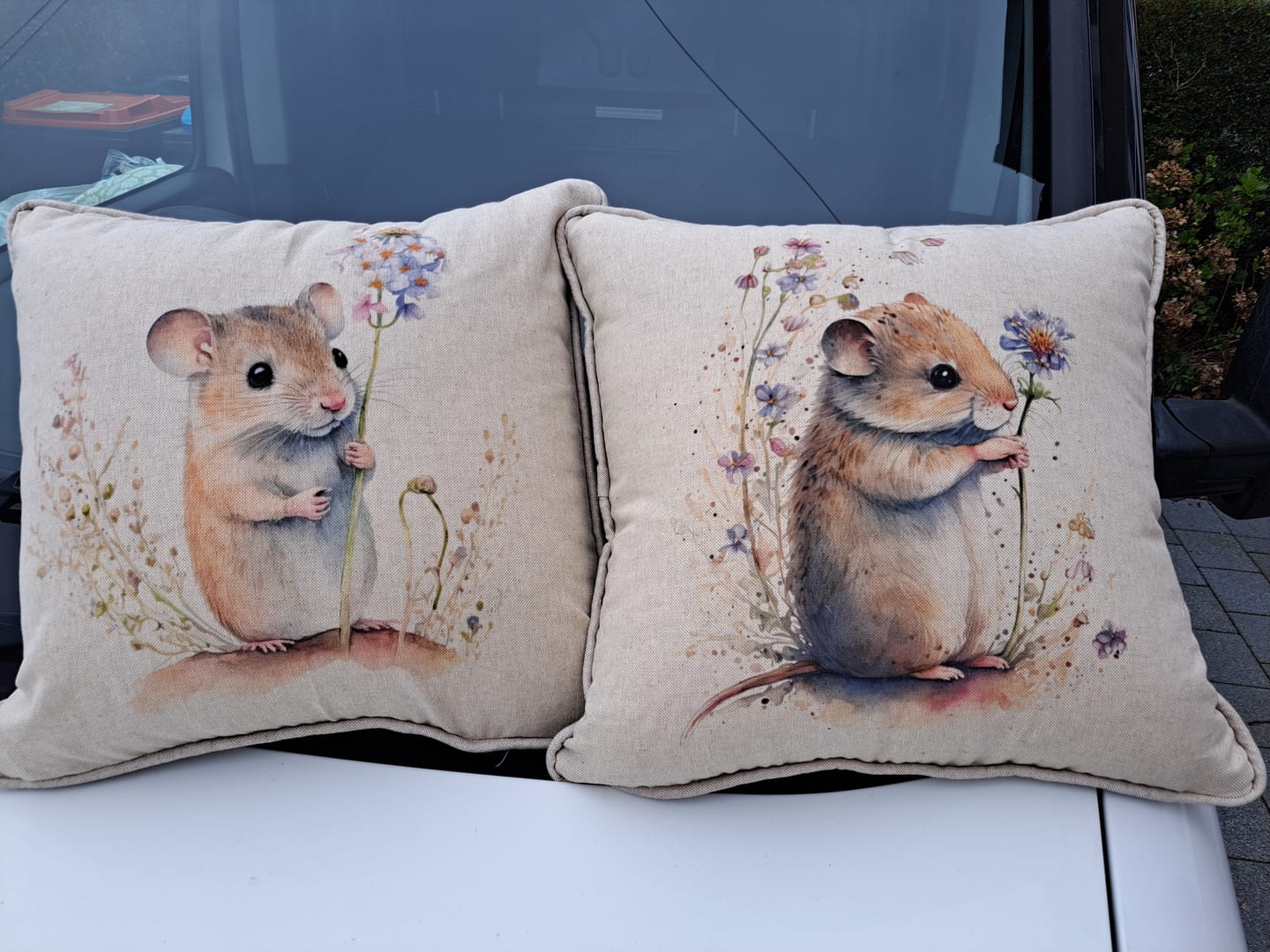 Customer photo review of Field Mouse Digital Linen Look Polycotton Fabric