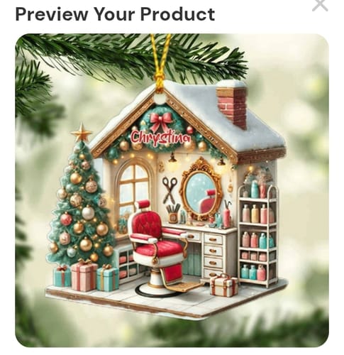 Customer photo review of Personalized Hair Salon Christmas Ornament - Hairdresser Ornament Decor | Exclusive Winter Hairdressing Fairy Tale For Hairdressers & Stylists