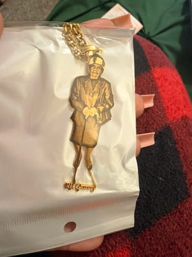 Customer photo review of Custom Photo Engraved Pendant Necklace