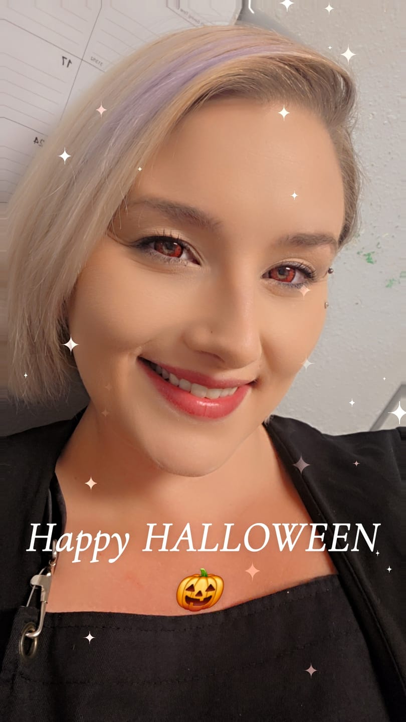 Customer photo review of Love Words Red Colored Contact Lenses