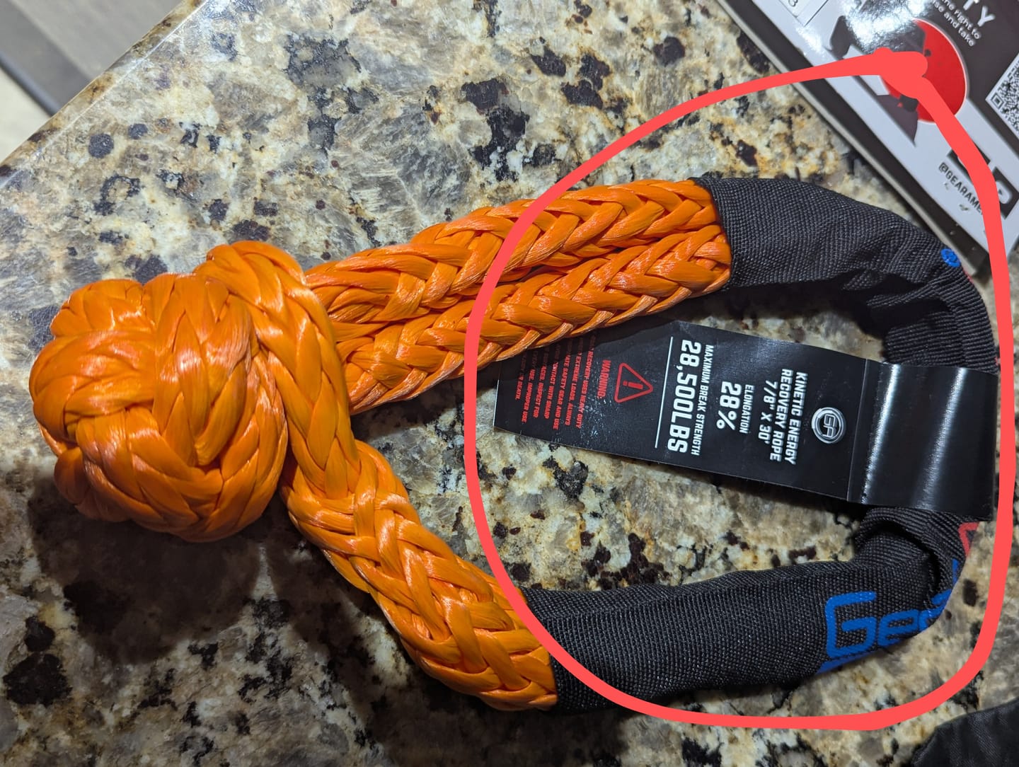 Customer photo review of GearAmerica ½” Synthetic Soft Shackle | 45,000 lbs Breaking Strength (ORANGE)- Made in The USA