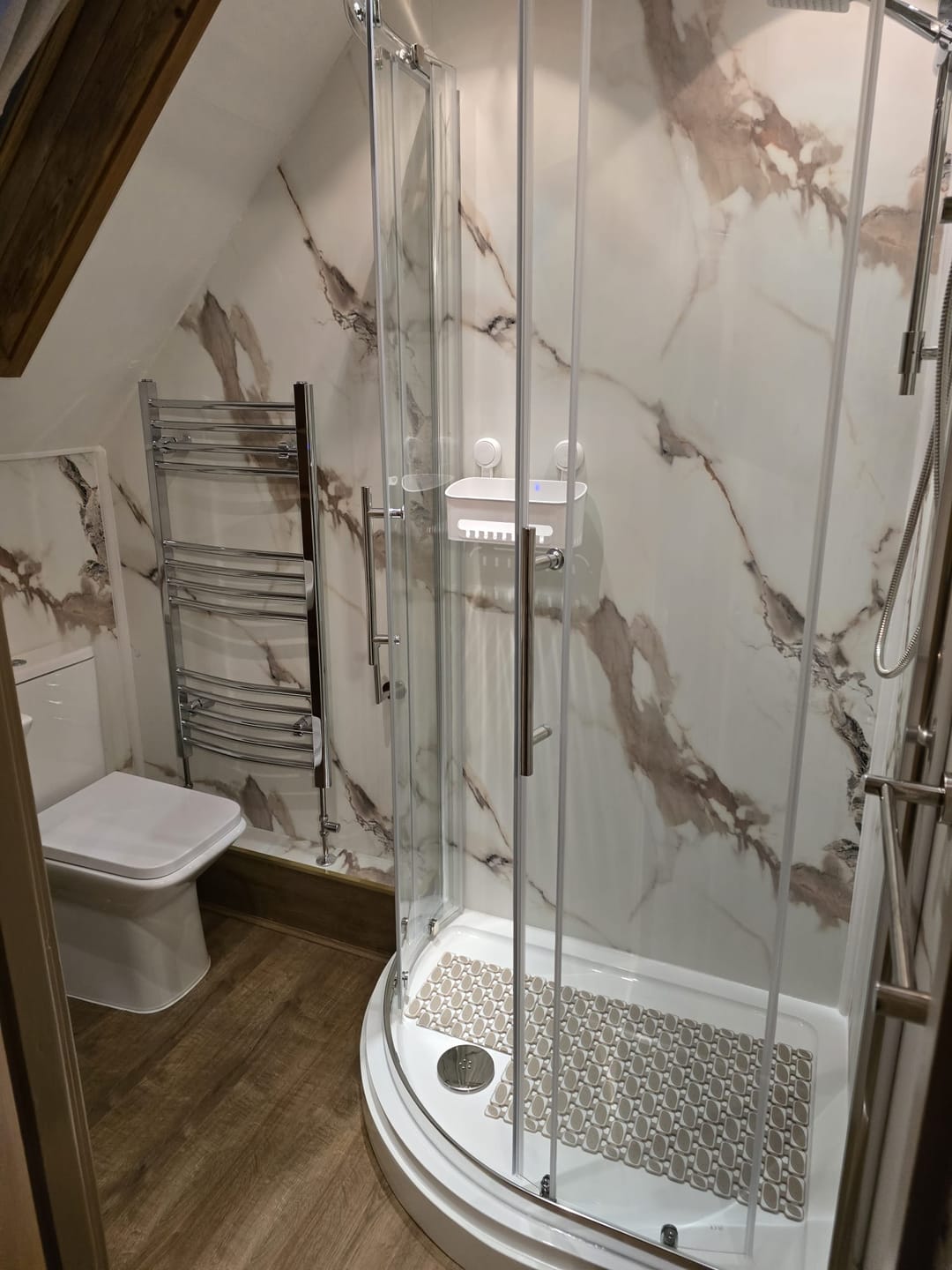 Customer photo review of 10mm Calacatta Marble Ultra Matt Shower Panel 1M x 2.4M